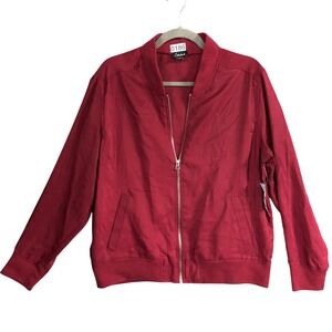 Simply Emma Women's Burgundy Bomber Jacket Lightweight Full Zip Size 1X